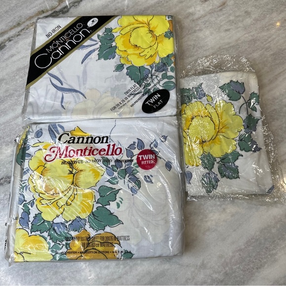 Vintage Monticello cannon flower sheets 1980’s new old stock twin size - Picture 3 of 13